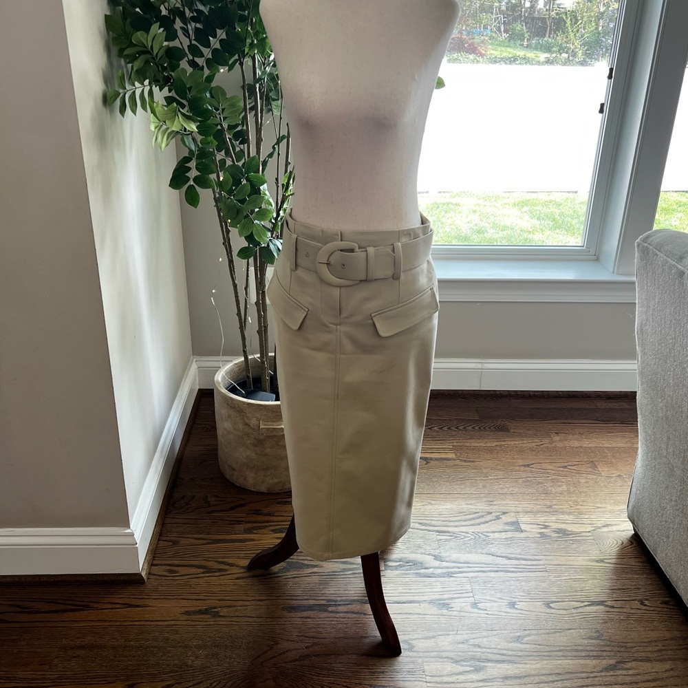 Elegant Tan Midi Skirt